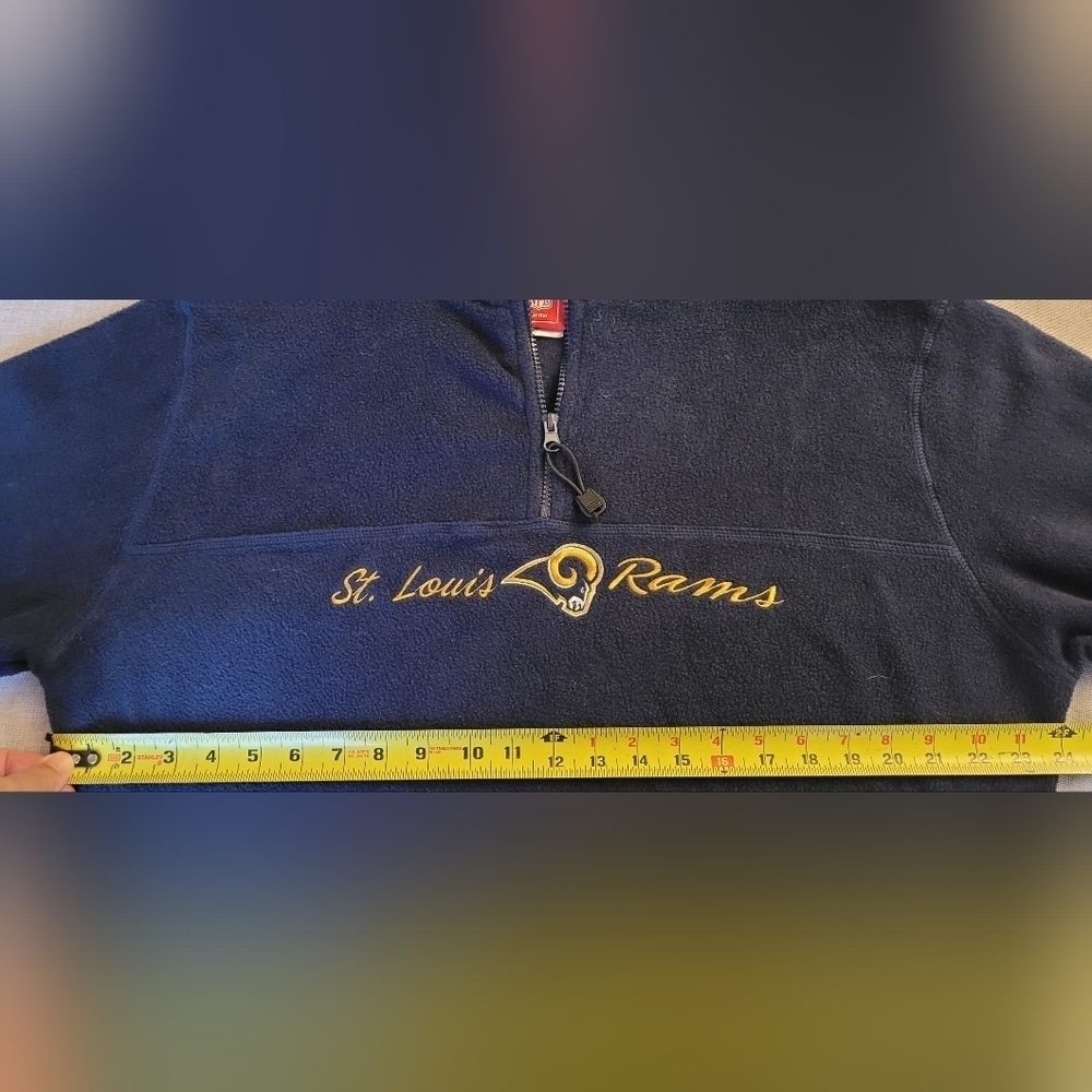 Vintage NFL for Her St. Louis Rams Navy Blue Long Sleeve Fleece Quarter 1/4 Zip - Picture 11 of 11
